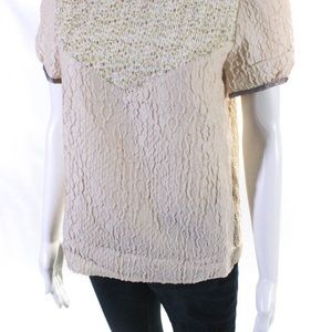 RODARTE x OPENING CEREMONY  WOMENS  FLORAL SHORT SLEEVE TOP-CREAM-TAN-SIZE M